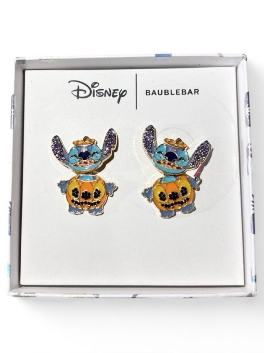 NEW BaubleBar Disney Stitch Halloween Jack o lantern pumpkin costume earrings
